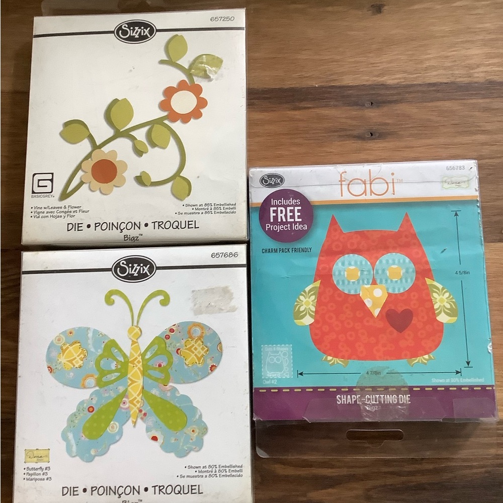 Lot of 5 Sizzix Bigz Die Troquel Set - Floral Owl and Butterflies Designs EUC - Picture 2 of 15